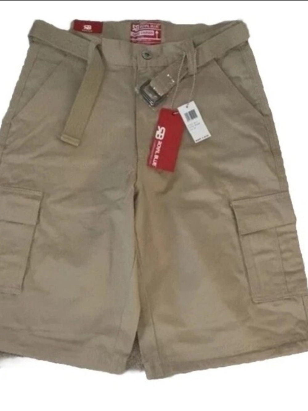 SB Royal Blue Basic Cargo Shorts Web Belt Walking Hiking Tan Beige Sz 38 & 40